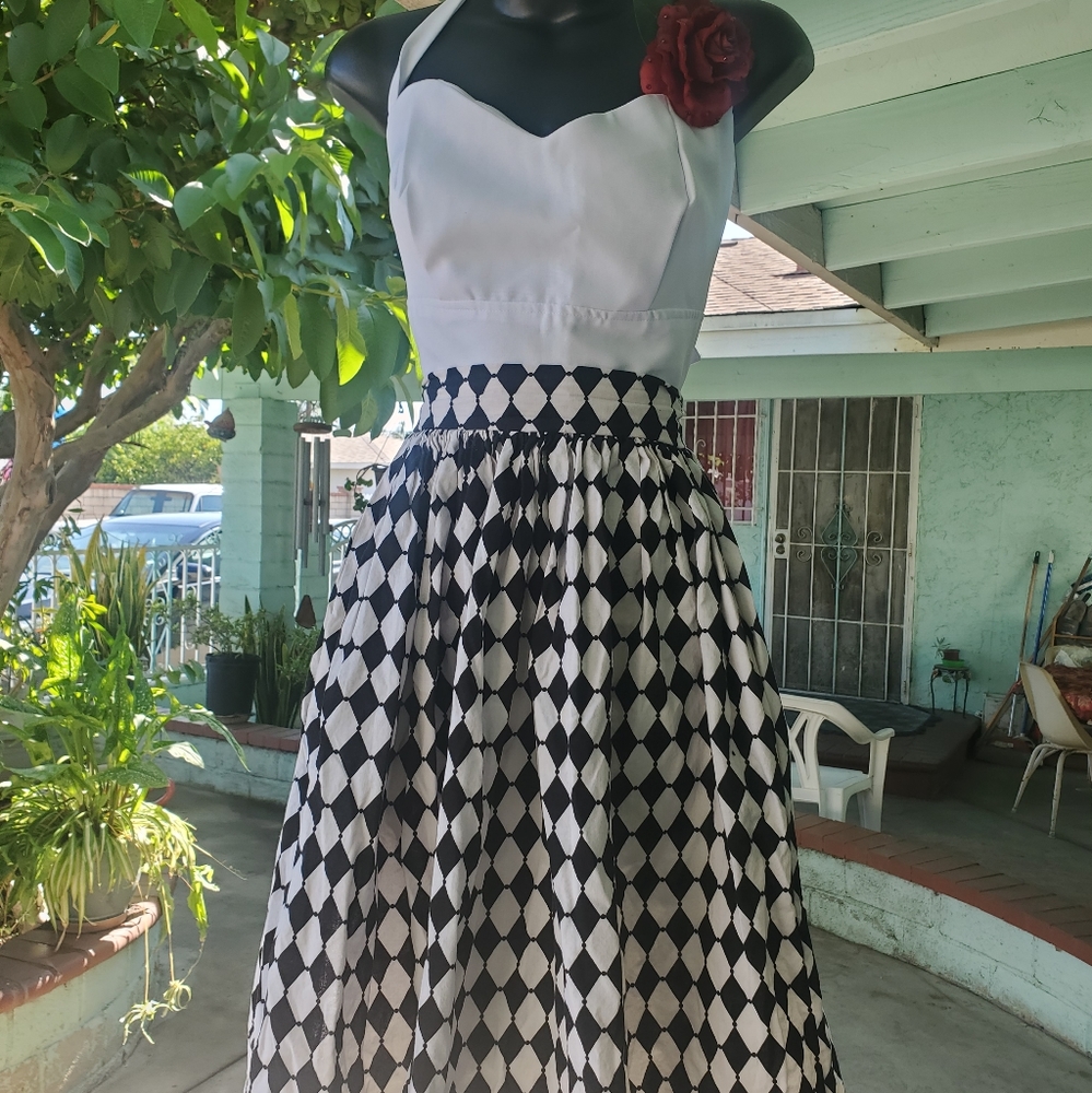 Harlequin black and white circle skirt